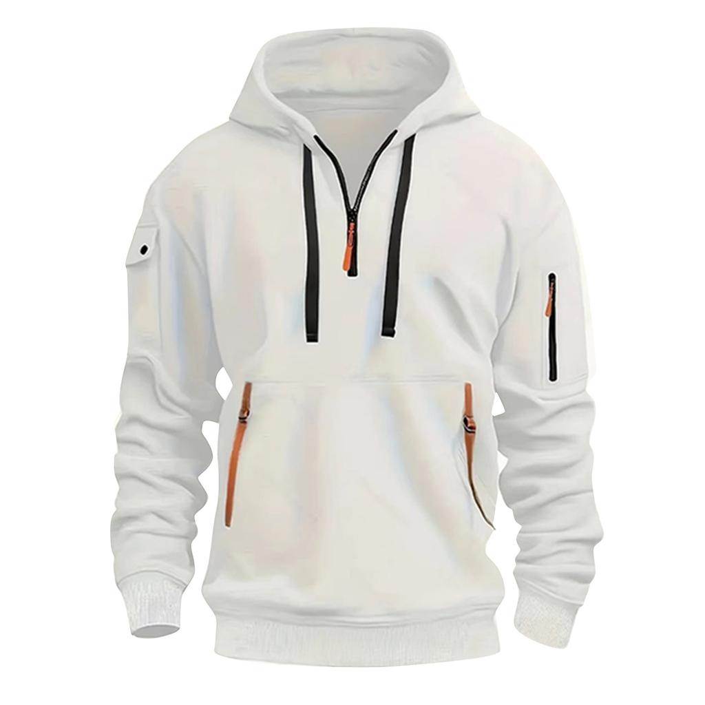 Men's Color Half-Zip Hoodie Men's Sports Plus Size Casual Sweatshirt