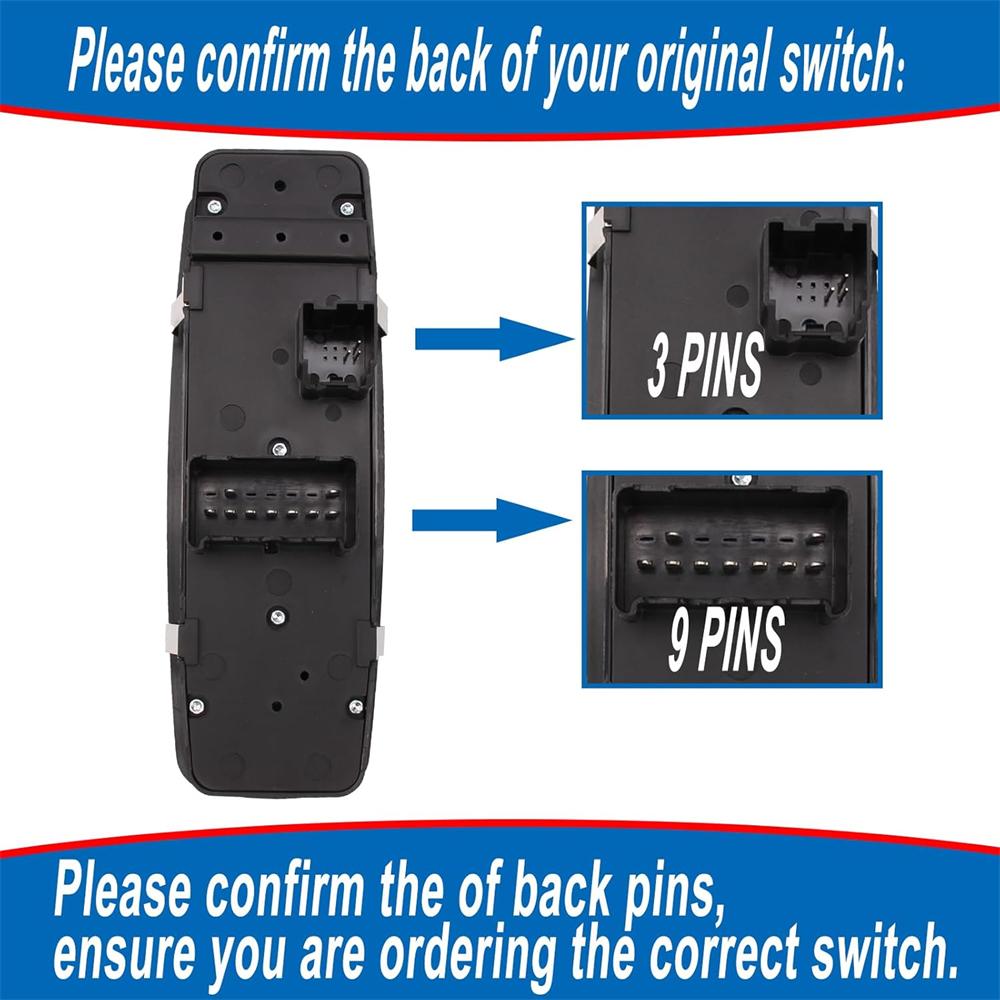 Driver Side Power Window Switch 68141894Aa 3Pin +9Pin For Jeep 2014-17 Cherokee