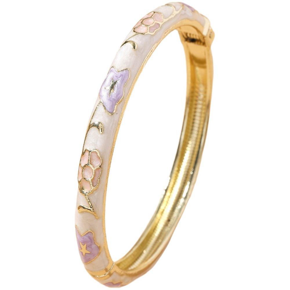 Ethnic Style Vintage Cloisonne Bangle Opening Enamel Bracelet Women's Hand Bracelet  Jewelry Gifts