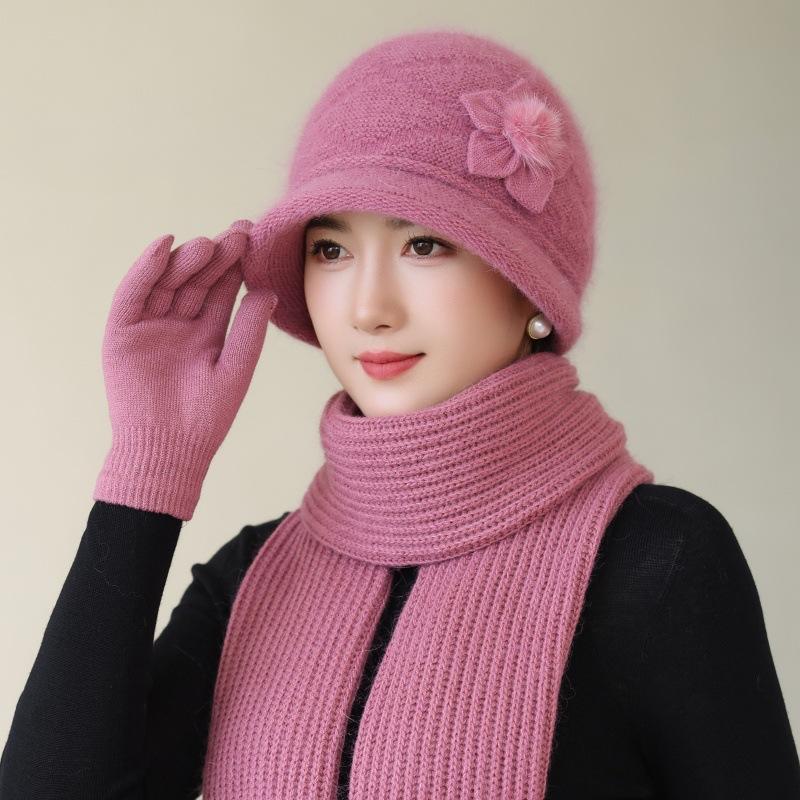 Warm Scarf Ear Protection Hat Middle Aged and Elderly Mother's Cold Protection  Old Lady's Cotton Hat  Elderly Woolen Hat  Women's Winter
