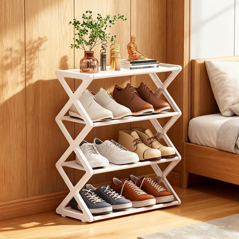 4-Tier Shoe Rack, Multi-Layer Shoe and Book Shelf, High Load-Bearing and Space-Saving Design. Saves Space, Easy To Assemble, Durable Construction