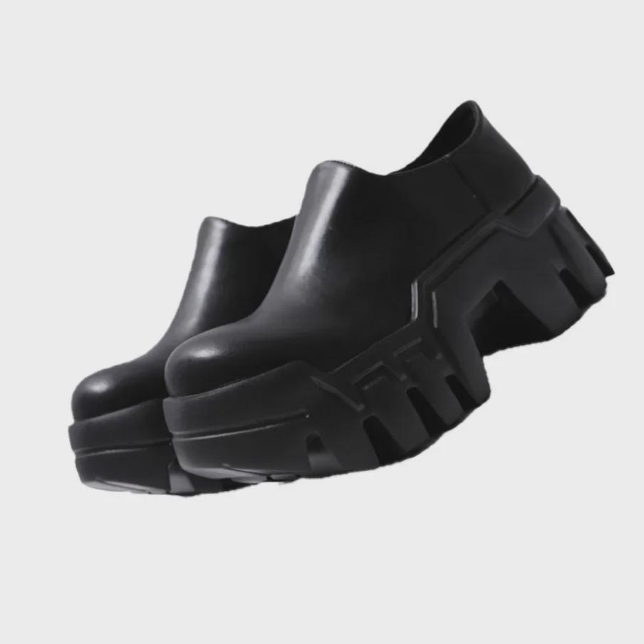 Heavy-Duty Low-Top Men’s Derby Shoes - 8cm Height-Increase Thick-Soled Tank Casuals