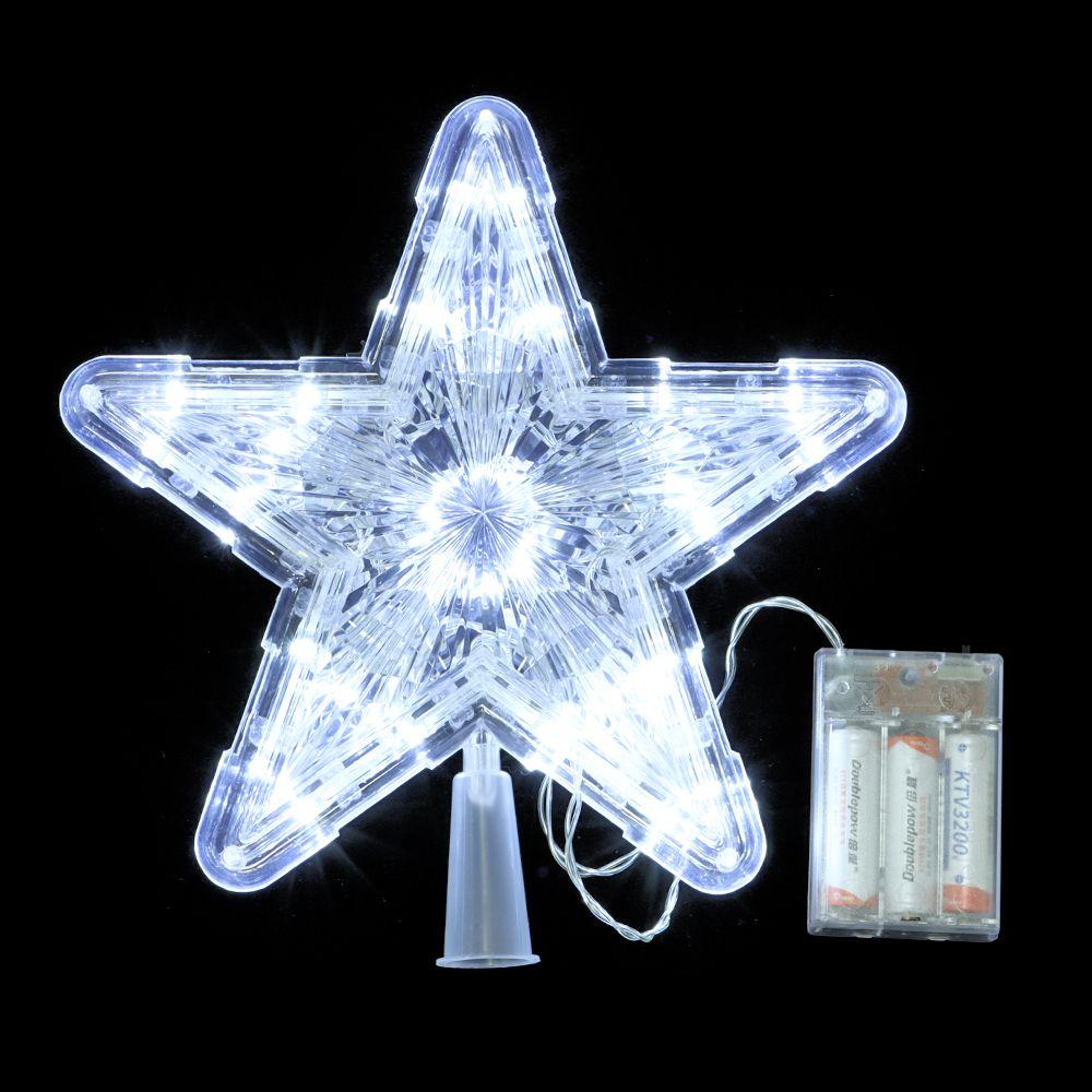 Xmas Decoration Night Light Christmas Tree Top Ornaments LED Glowing Star Five-pointed Star Lamp