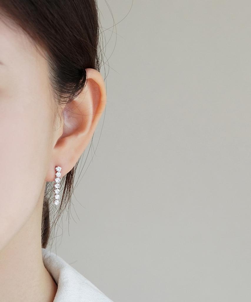 Alleun Silver 925 Cubic Drop Tennis Earrings