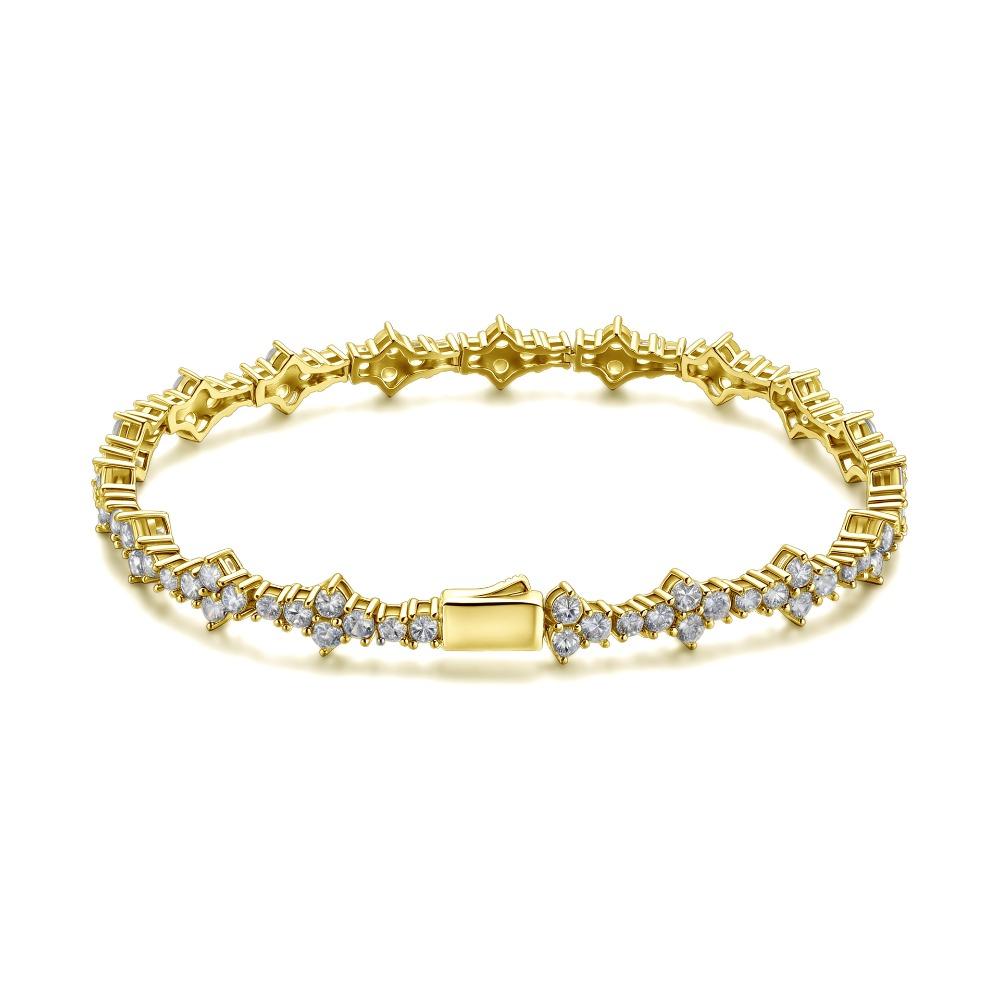 

Zircon Hip Hop Браслет Роскошный Камень Плоская Цепь Минималистичный Стильный Браслет на Руку 7 inches (length 17.78cm)