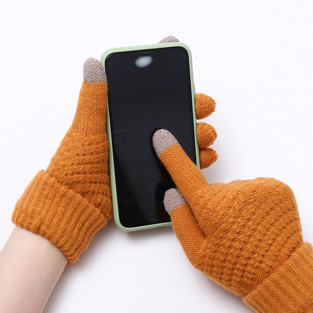 Imitation Cashmere Mittens Winter Warm Full Finger Women Gloves Knitted Wool Mittens Touch Screen