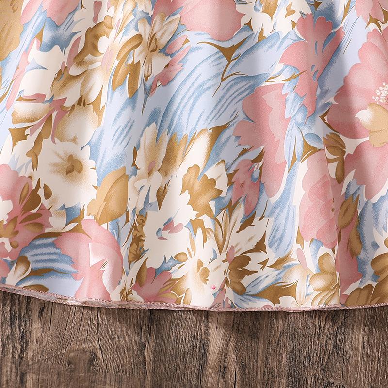 Girl Long Sleeves Floral Print Dress Children Kid Casual Princess Dresses Clothes