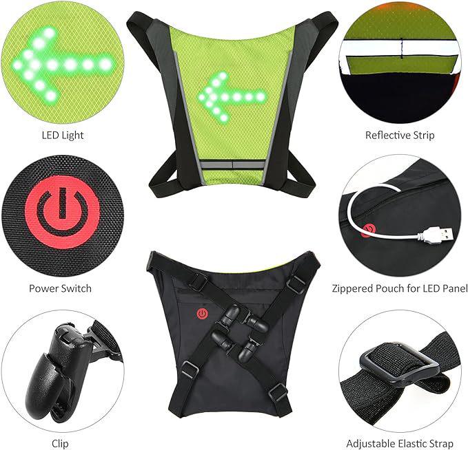 Rucsac de ciclism cu lumini LED de semnalizare cu telecomandă wireless