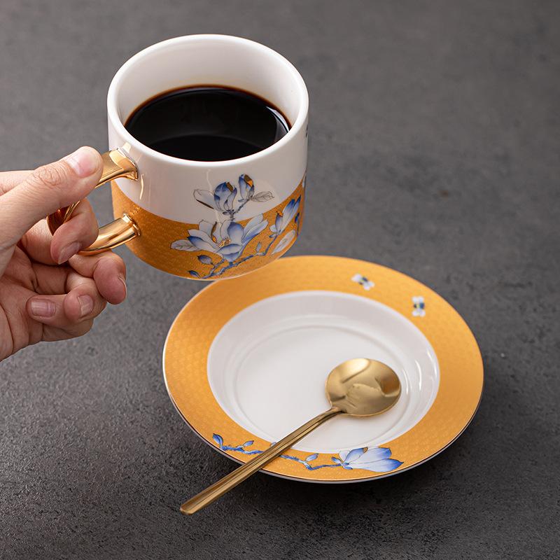 Personalized Chinese Ceramic Milk Cup Breakfast Mug With Saucer Spoon For Office Home Coffee Bar Luxury Drink Vessel Wholesale