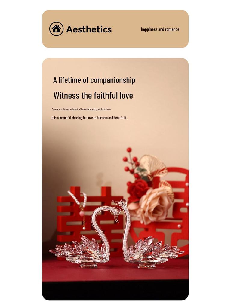 Swan Crystal Wedding Souvenir - Elegant Decor Gift for Couples & Friends