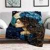 "Starry Night Dream: Celestial Moonlight Earrings"Blanket Flannel Throw Blanket for Sofa, Bed, Travel, Camping, Office, Couch, Chair, And Be