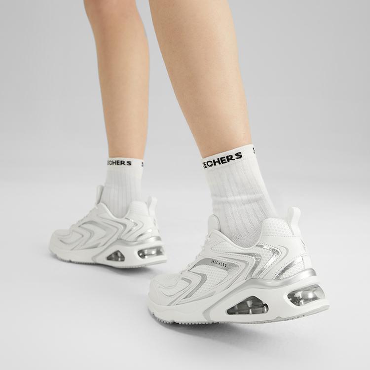 Skechers Scarpe Sportive Tres-Air Uno Aurora Butterfly Tendenza Sportiva Ammortizzazione Resistenti all'Usura Basse Casual Donna Sneakers Argento 177425-WSL