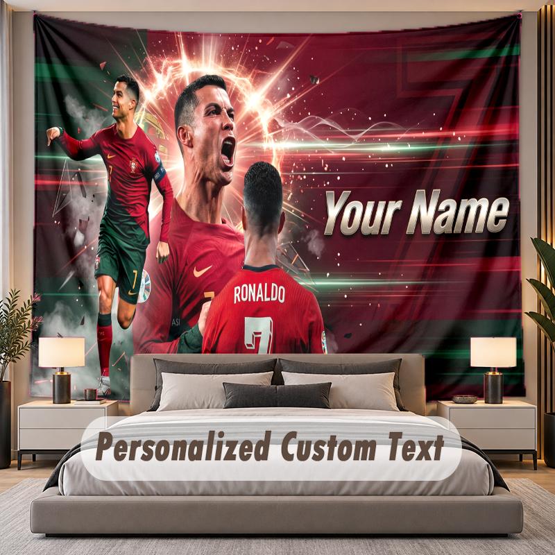 Custom Name Text Tapestry Cristiano Ronaldo Personalized Polyester Wall Tapestry For Bedroom And Room
