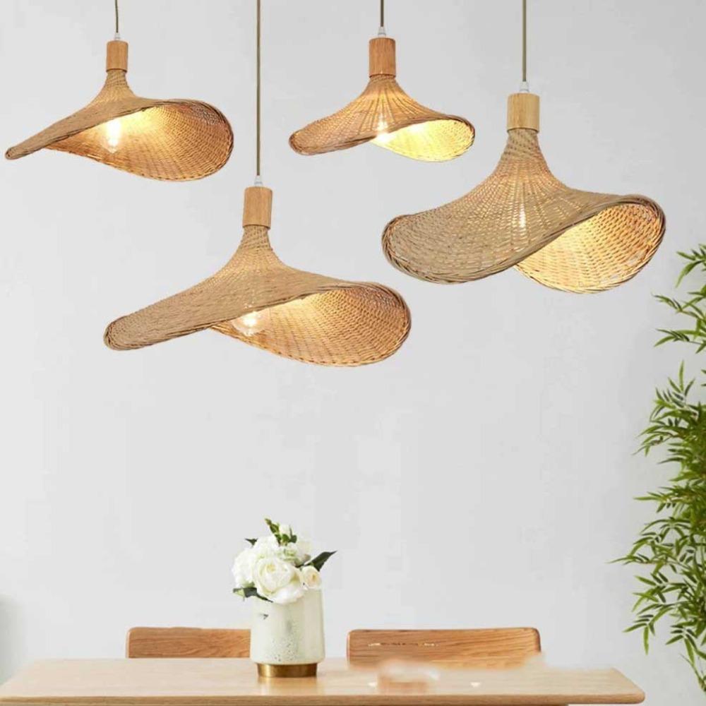 JOYINLED Japanese Style Bamboo Chandelier Rattan Woven Pendant Light Ceiling Lamp for Home Cafe Bar Decorate Restaurant 40/60CM