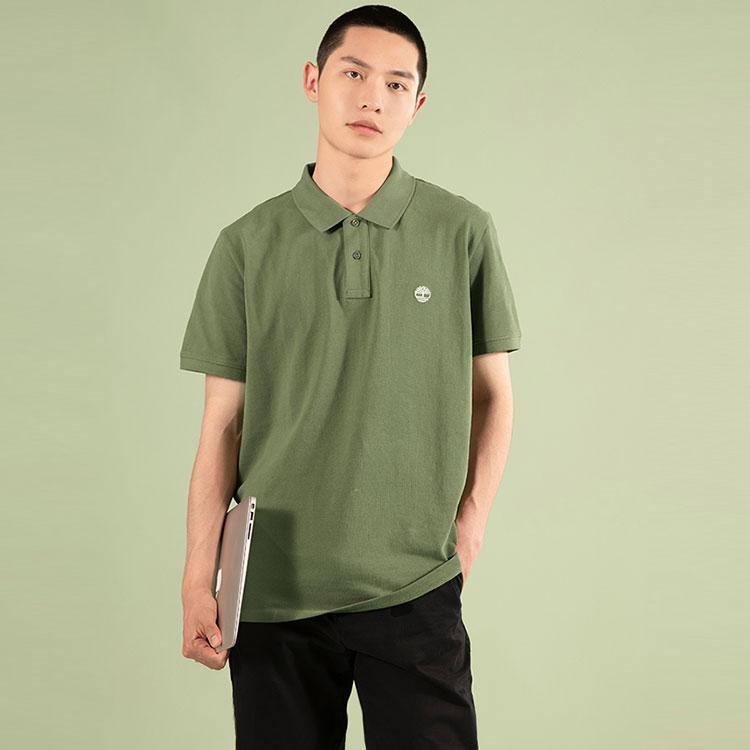 Timberland Outdoor Casual Logo Short Sleeve Polo Shirt Men tops Cassel-Green A24H2-590