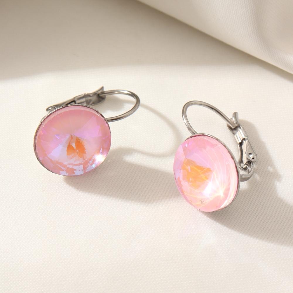 Fashion Round Artificial Crystal Hoop Earrings for Women Earring Jewelry Wedding Party Accessories