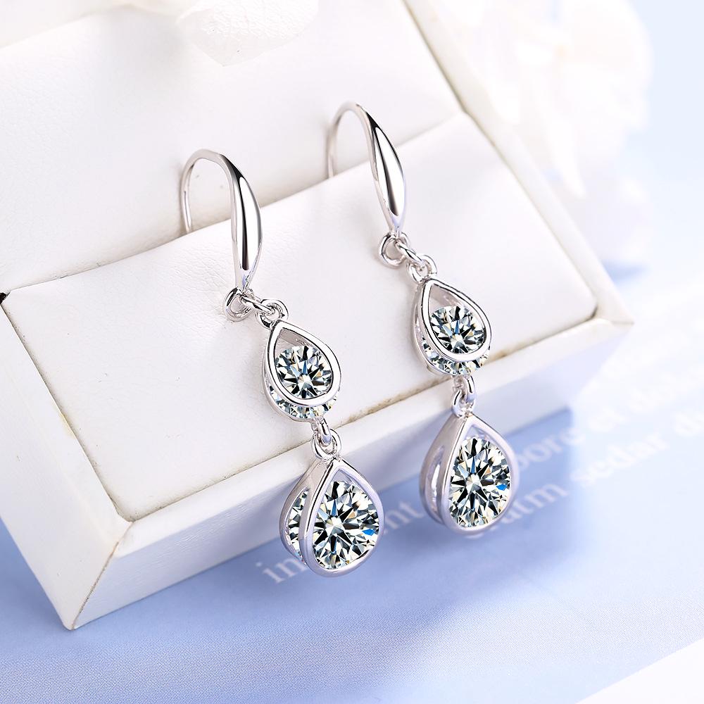 New 925 Sterling Silver Earrings 5A Zircon Water Drop for Women Luxury Wedding Engagement Jewelry Drop Earrings Party Gifts