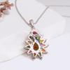 925 Sterling silver Gorgeous design Colorful Natural Tourmaline pendant necklace for women girls fine jewelry nice gift