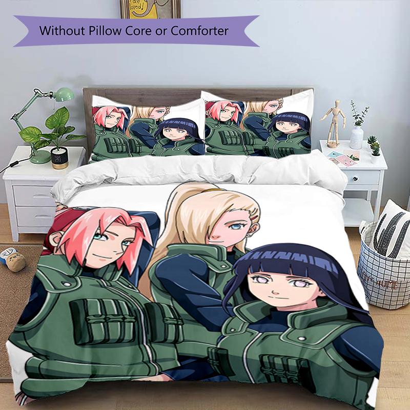 3pcs NARUTO Design Cover Set - HD Printed Bedding with 1 Cover and 2 Pillowcases - Perfect for Home and Dorm Decor