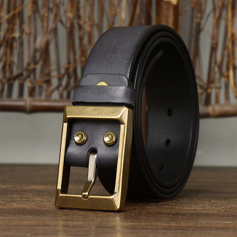Belt Men's Retro Matte Top-Grain Leather Pin Buckle Genuine Leather Fashion All-Match Casual Jeans Belt Young People