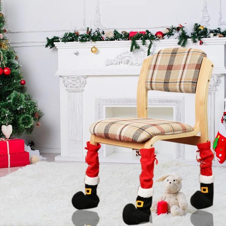 Christmas Chair Leg Covers Furnitures Feet Cover Table Chair Legs Pad Floor Protector for Xmas Party Dinner Decorations