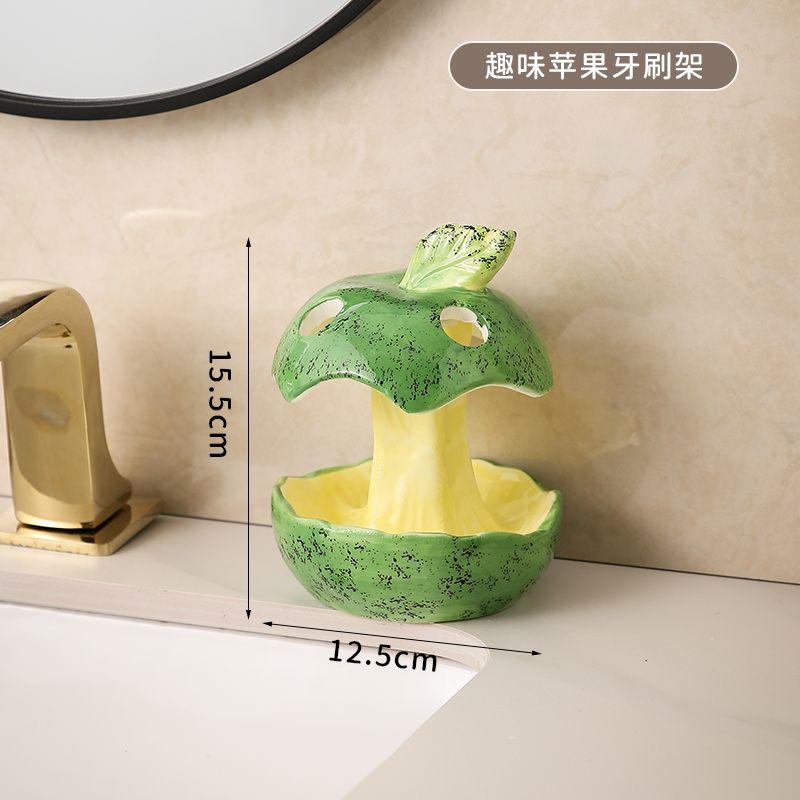 

Bathroom electric toothbrush and toothpaste storage rack Ceramic bathroom washstand Dental storage rack 4 holes зелёный