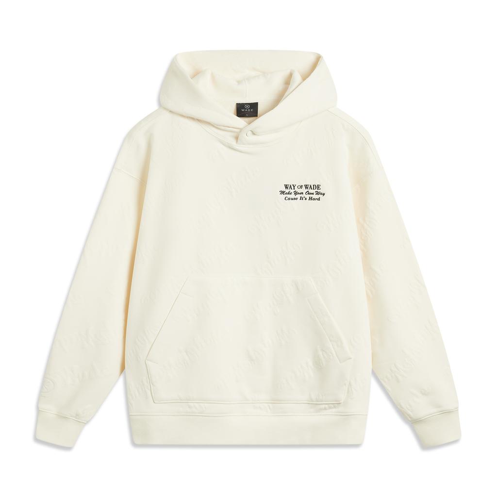 Li Ning Sports Casual Simple Hooded Pullover Sweatshirt Men Sweatshirt Off-White AWDV425-2