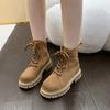 Fashion Brown Ankle Boots Women Outdoor Thick-soled  Warm Fur Winter Shoes Women's Cowboy Boots Shoes for Women