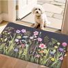 1pc Flannel Floor MatBotanical Wildflower Meadow Print Area Rug Vintage Floral Charcoal Gray Floor Mat Aesthetic Nature Inspired Home Decor For Living