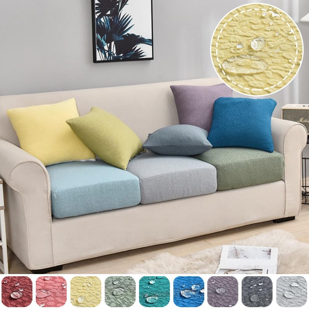 Funda de Cojín para Sofá Jacquard Impermeable Color Sólido Elástica Fundas Deslizantes para Sofá Funda de Sofá Couch de Spandex Extraíble Sala de Estar Hogar