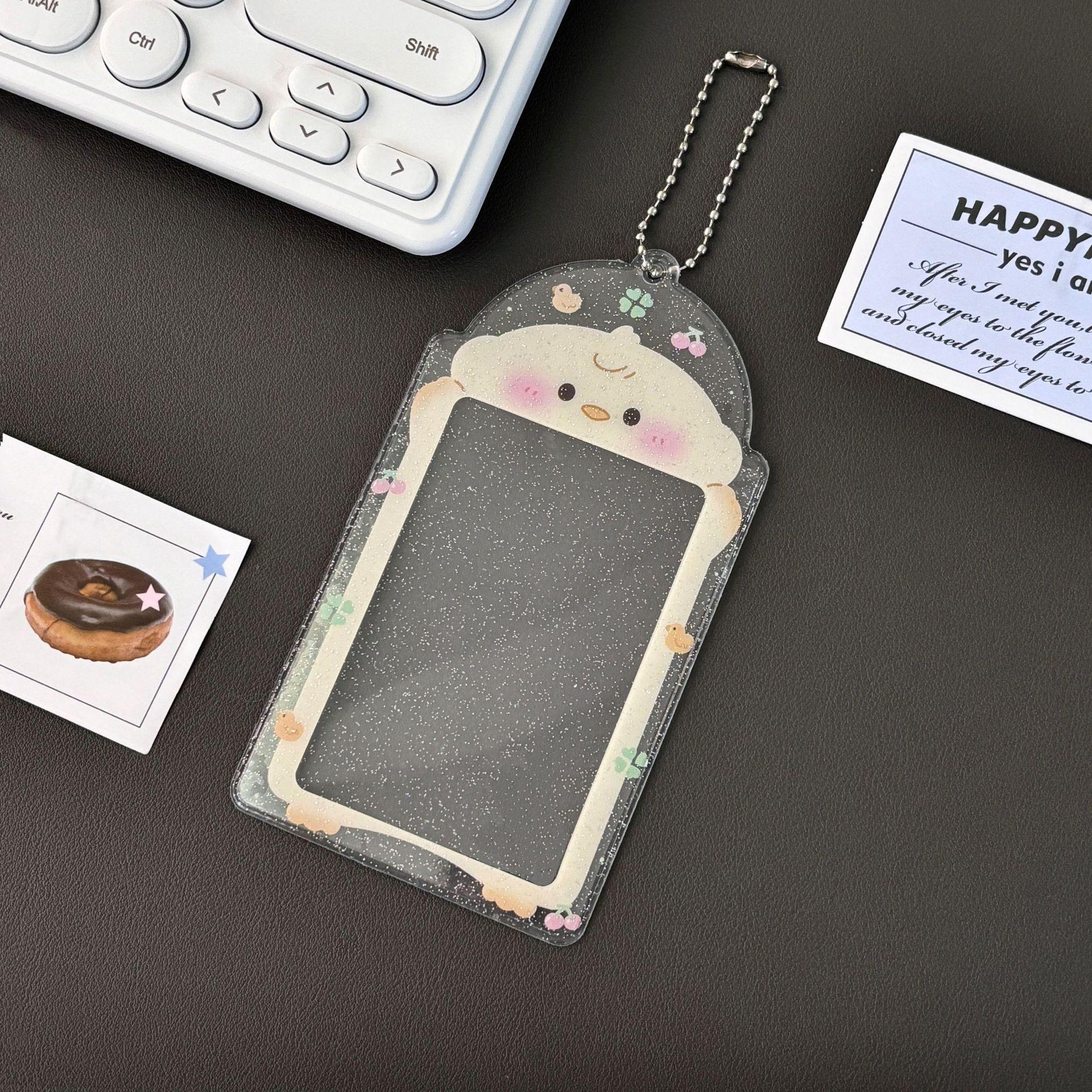 

Прозрачный блестящий милый мультяшный держатель для карточек в виде девочки из ПВХ размером 3 дюйма, маленькая случайная карточка, держатель для карточек duckling