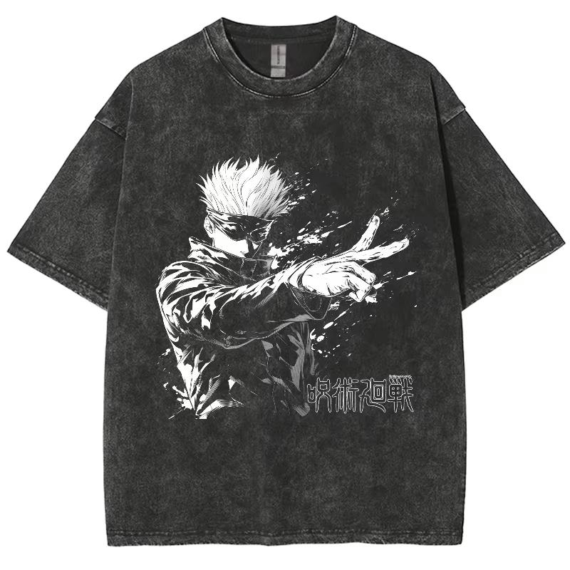 Gojo Satoru Mens Anime Jujutsu Kaisen Summer Harajuku TShirt  Cotton Fitness Vintage Street Women Casual Short Sleeve