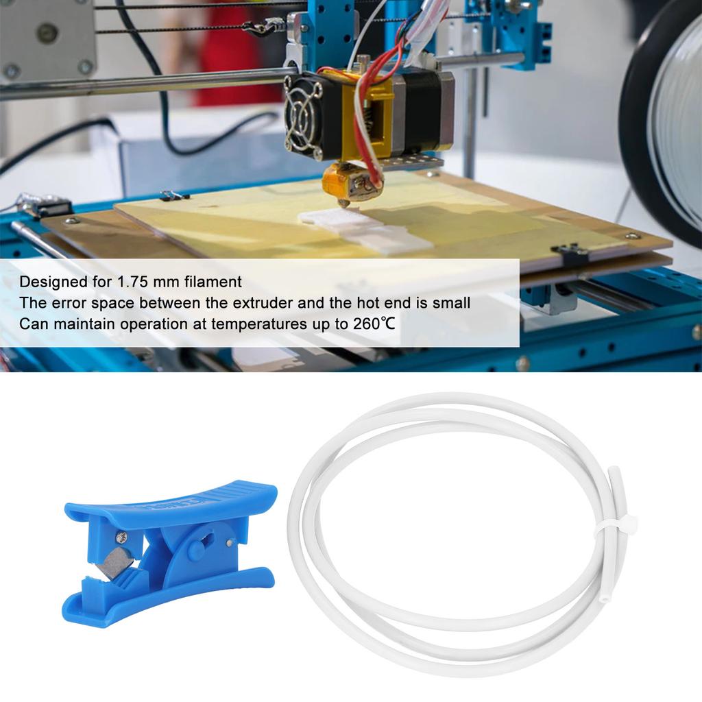 3D Printer PTFE Tube 3 Meter Heat Resistant 3D Printer Accessories Kit with Tube Cutter for 1.75mm Filament