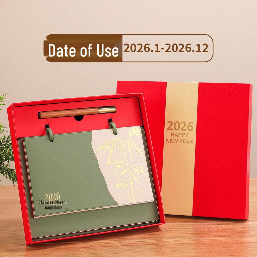 2026 Year of the Horse Leather Desktop Calendar – Custom Business Edition with Logo