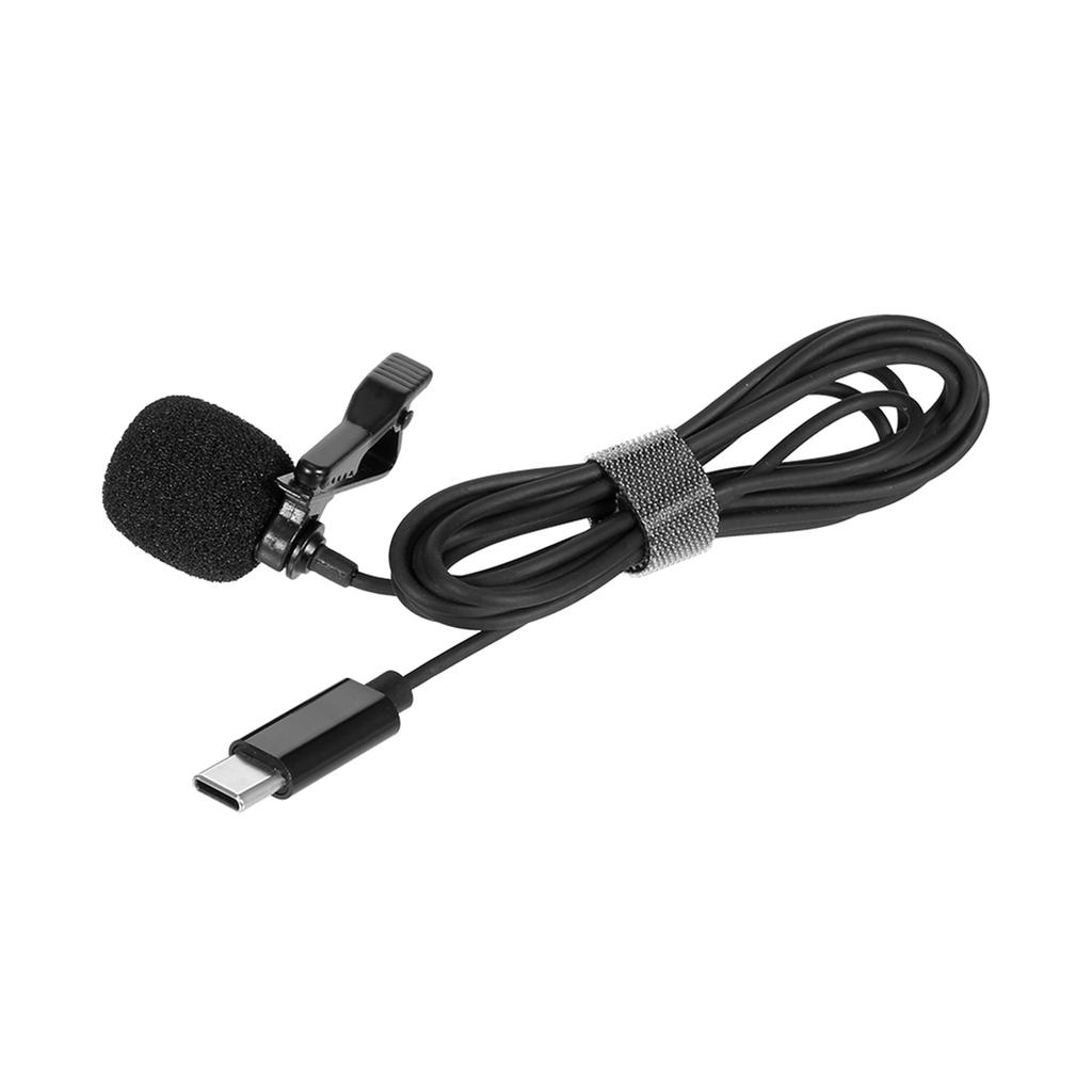 Lavalier Microphone Omni Directional Condenser Type C Microphone for Sound Video Recording Black