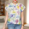 ZANZEA Women Summer Round Neck Loose Short Sleeve Print Blouse