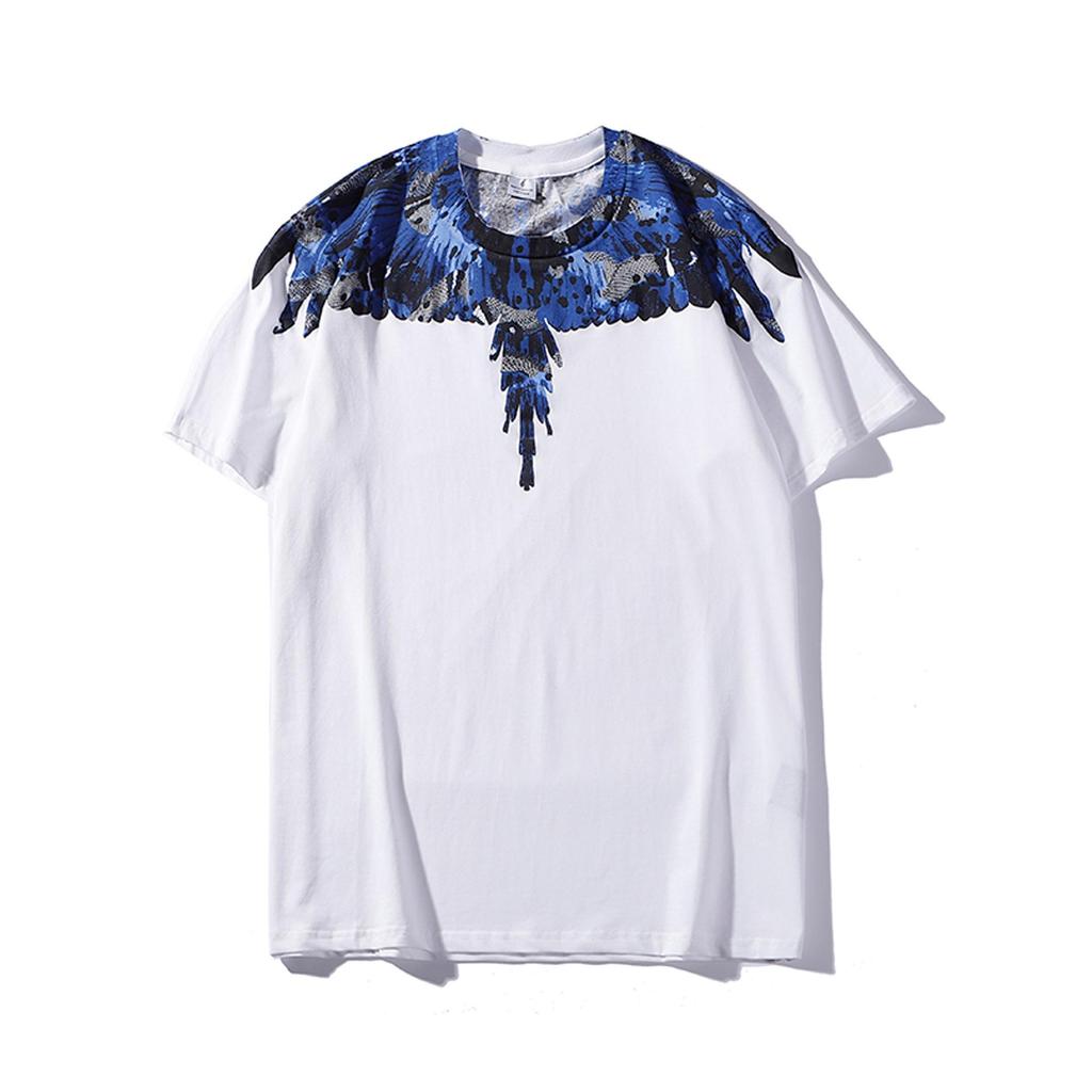 Marcelo Classic Phantom Wings Short Sleeve T-Shirt with Colorful Feathers and Lightning Design