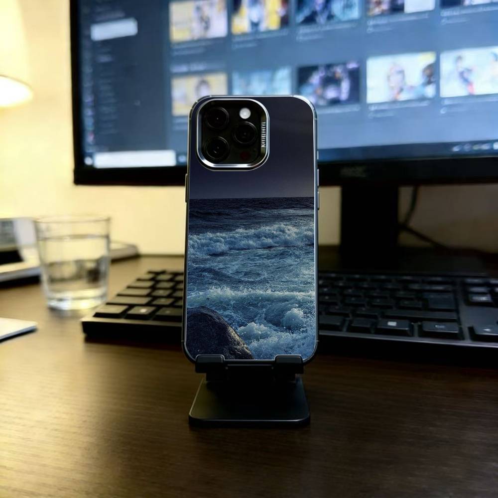 Marine landscape Phone Case For iPhone 17,16,15,14,13,12,11 Plus,Pro Max,XS,Colorful Silver Phone case Funda Cover