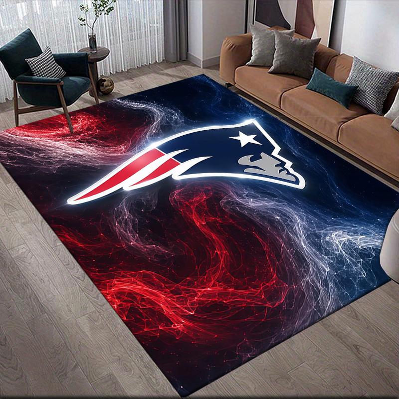 New England Patriots Flannel Pattern Square Carpet,Area Rug,Carpet Rug for Living Room Bedroom Sofa Playroom Decor,Non-slip Floor Mat