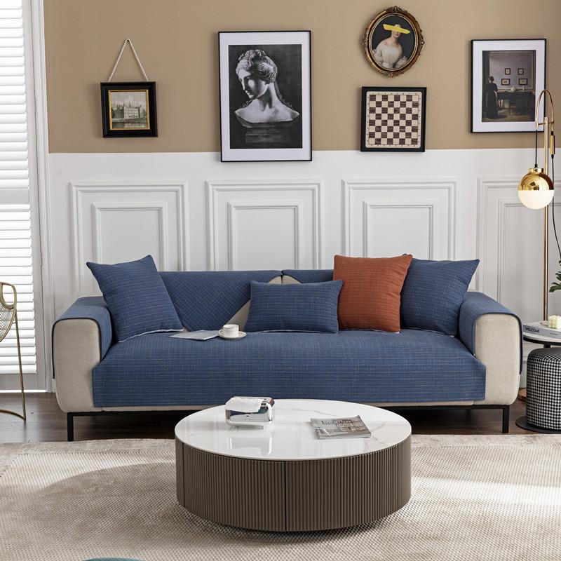 Four-season Universal Fabric Plaid Chenille Sofa Cushion Modern Simple Anti-slip Double Sofa Cushion Towel