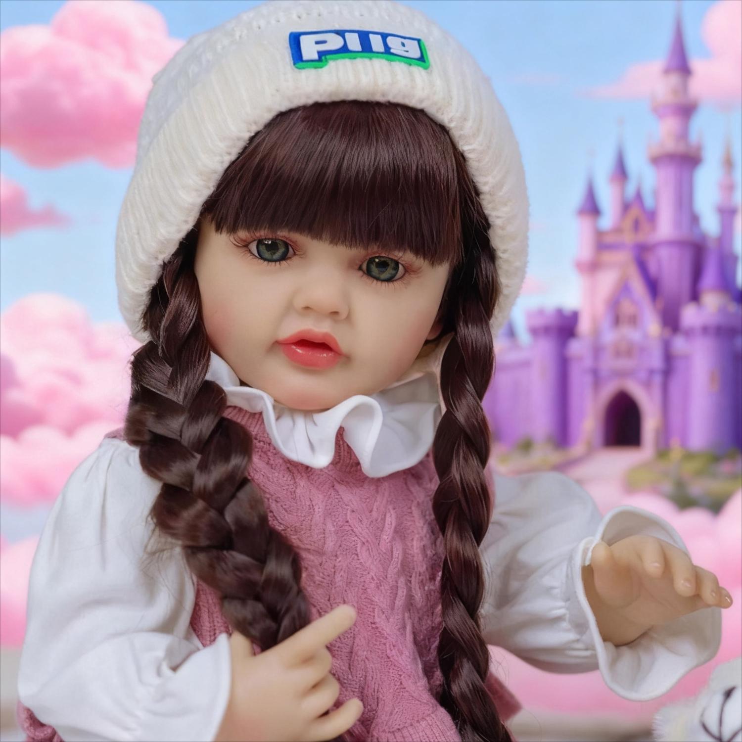 

BZDOLL 55cm 22inch Reborn Baby with Full Body Vinyl Newborn Girl Doll Bath Toy Lifelike Princess Toddler Bebe Birthday Gift for Kids vinyl body doll