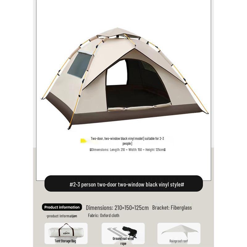 3-4 Person Fully Automatic Camping Tent, Thickened and Rainproof, Single/Double Layer