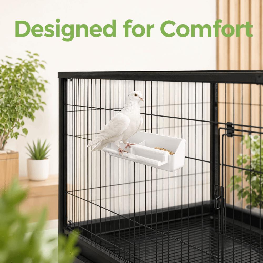 4 Pcs 2 in 1 Design Bird Feeder Hanging Type Non-Toxic Material Bird Food Container Durable Rest Frame Included Cage Accessories