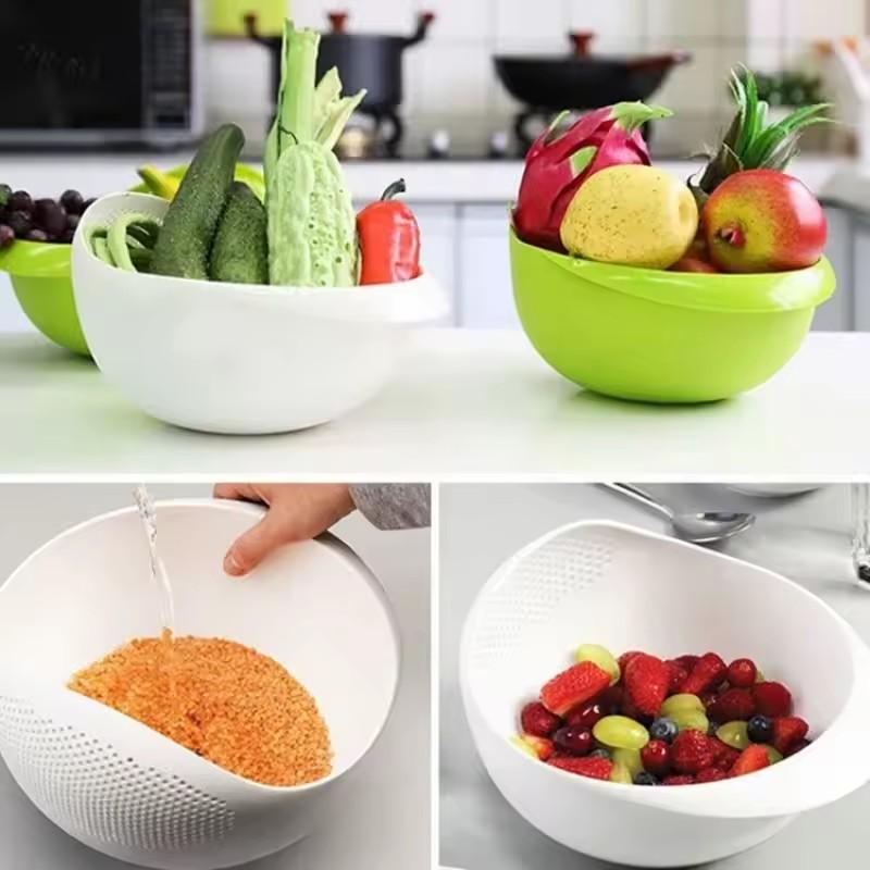 Multi-Purpose Rice Drainage Basket And Fruit And Vegetable Drainage Sieve With Handle Home Organizer Kitchen Gadgets Accessories
