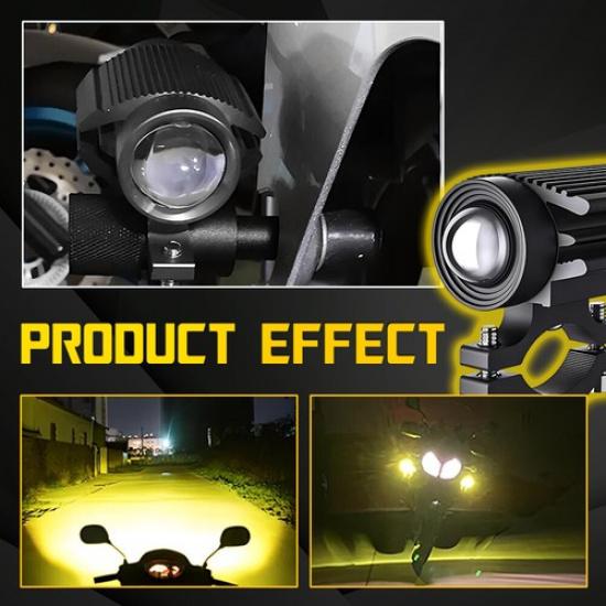 2Pcs 60W LED Motorcycle Headlight Yellow White Hi/Lo Spot Light Driving Fog Lamp