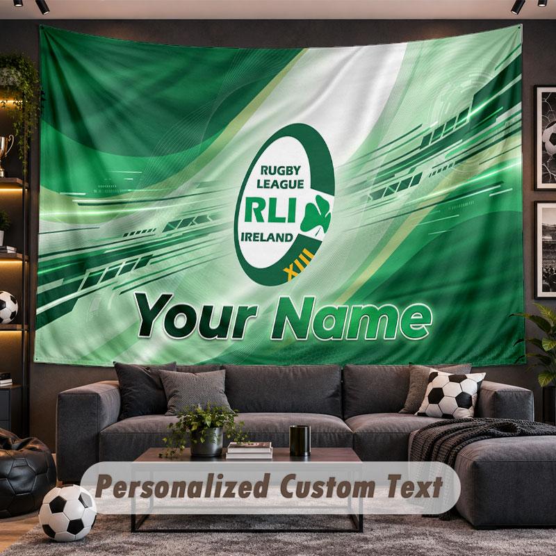 Wall Hanging Tapestry Custom NameIreland Rugby Pattern Personalized Printed Fabric Wall Decor