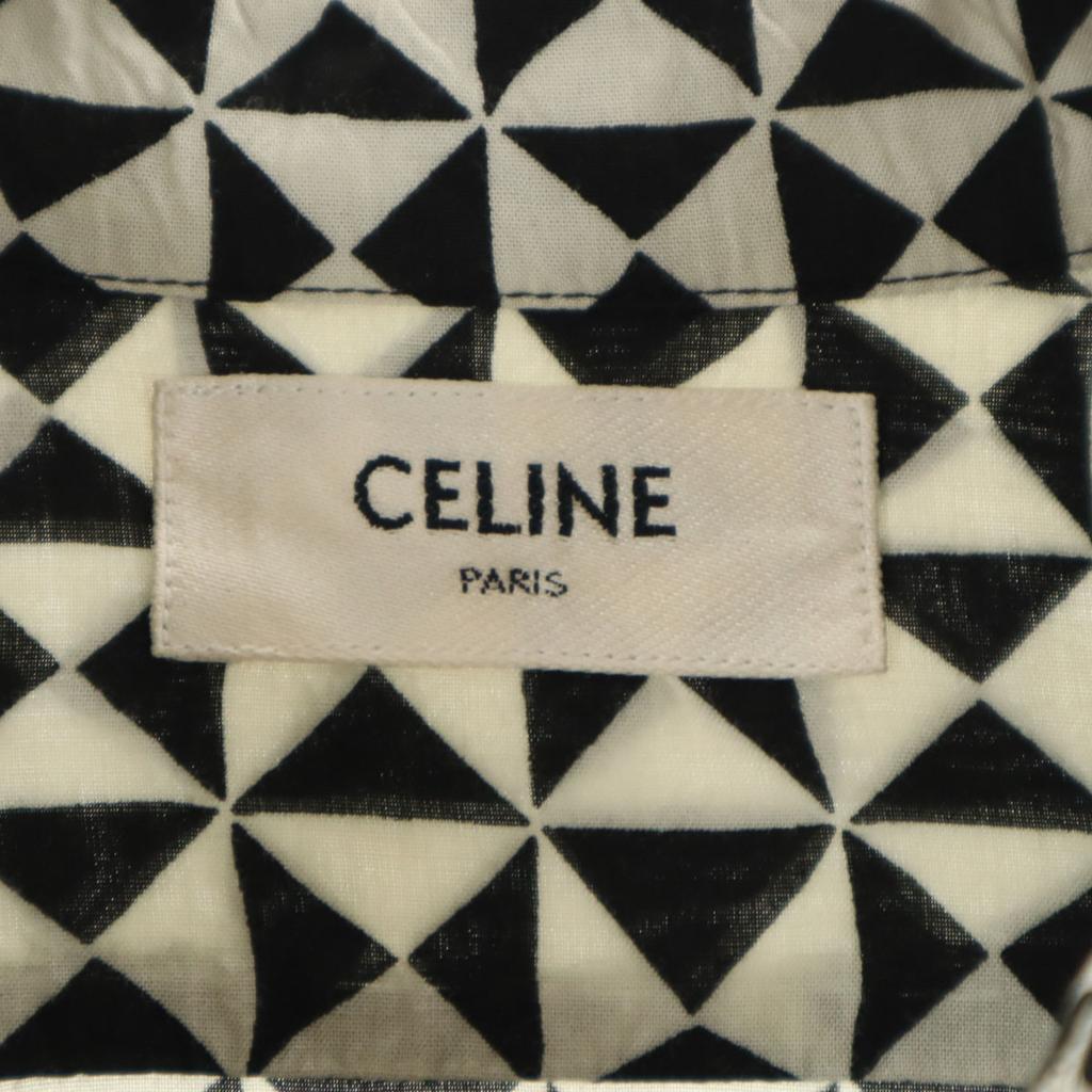 Celine 21AW vyrobeno v Itálii Vzor kaleidoskopu Košile s dlouhým rukávem 37 bílá Pánská Použitá