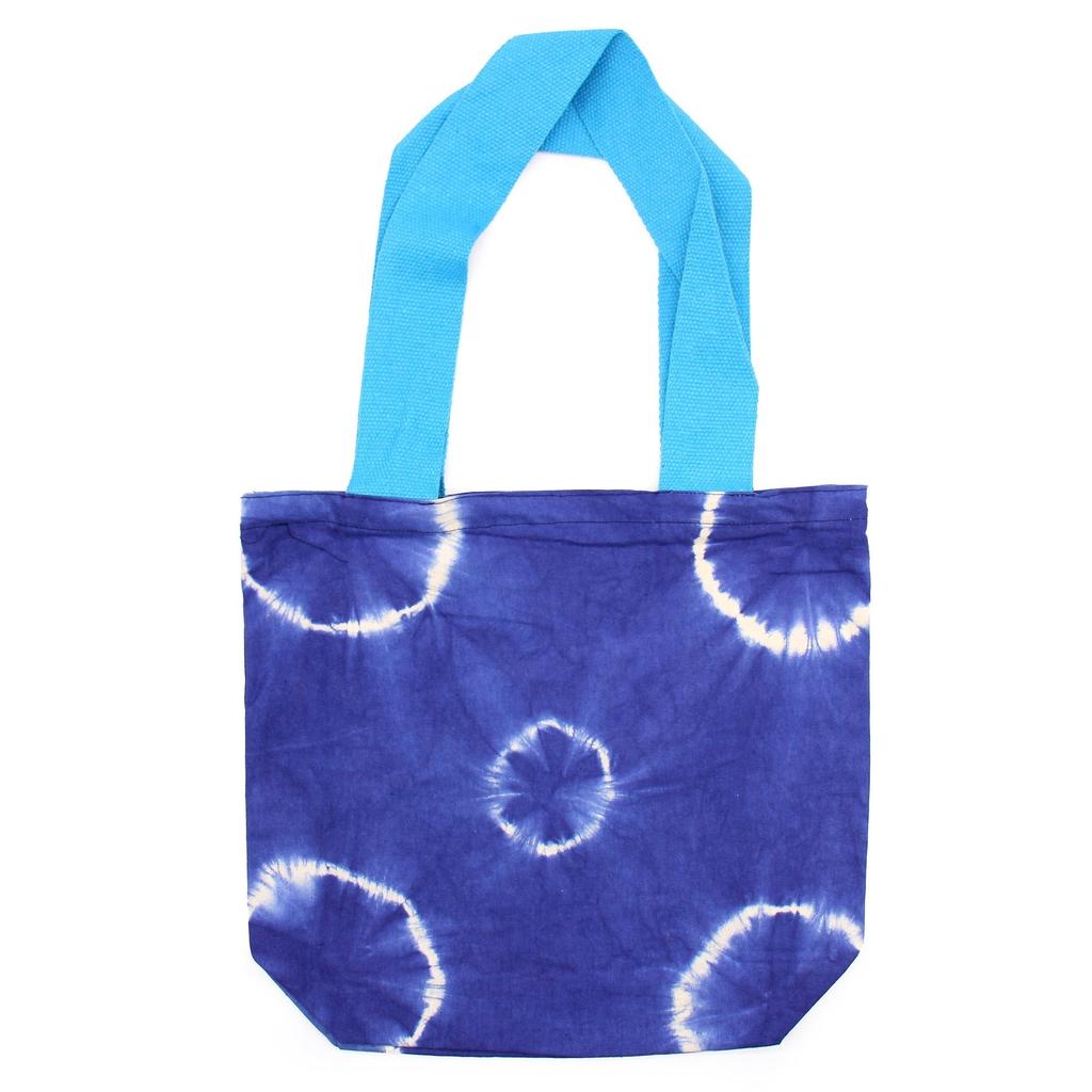 Tie-Dye Cotton Tote Bag Blue Rings 38x42x12cm
