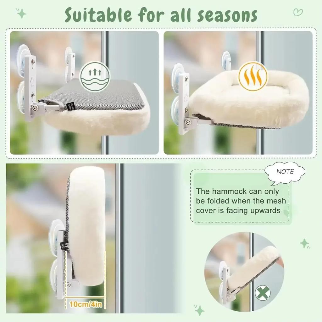 ערסל חתול לחורף, בית חלון לחתול, מקום שיזוף לחתול, זכוכית תלויה, כוס יניקה, קן לחיות מחמד למרפסת, מיטת חיות מחמד מתקפלת, אביזרים לחתולים