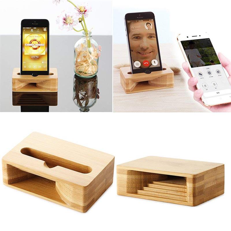 Phone Sound Amplifier Universal Phone Holder Stand Cellphone Wood Loudspeaker Holder